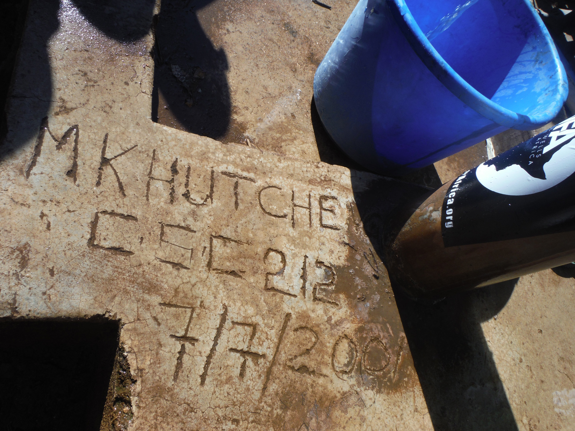 The original time stamp from the 2001 construction.
